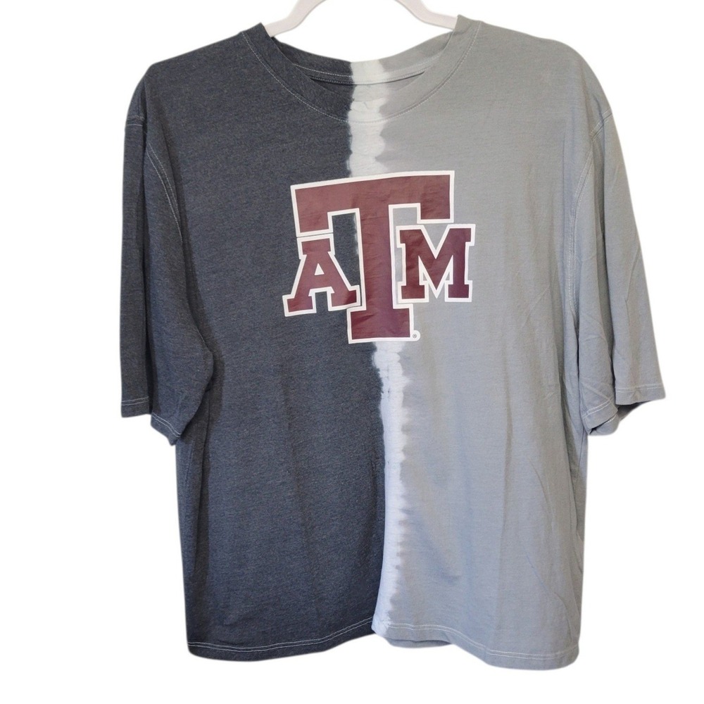 Texas A&M Aggies Hanes Split Tie Dye T-Shirt Gray Women L 12-14